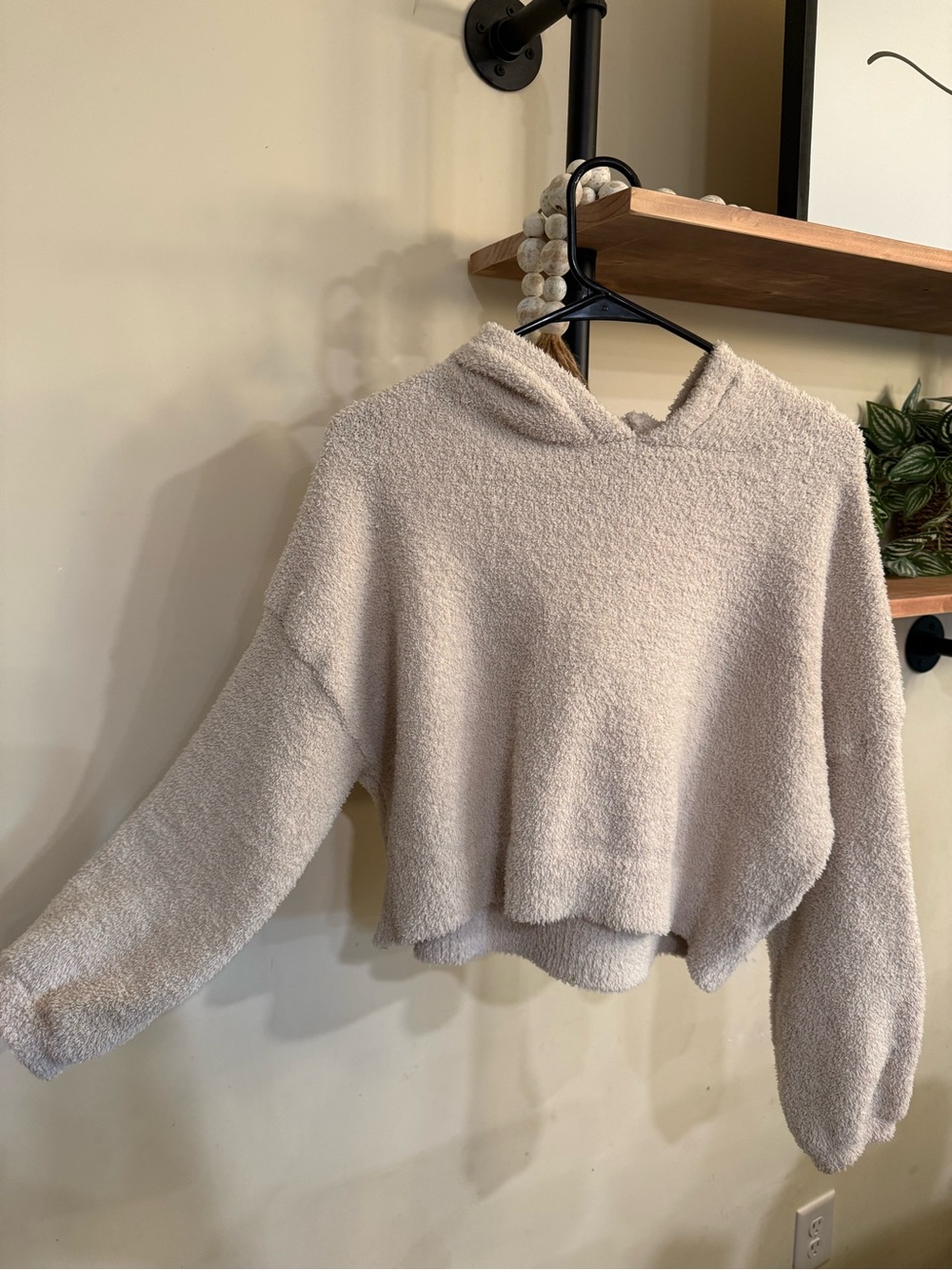 Sincerely Jules Plush Hooded Crew Sweater - Light Beige